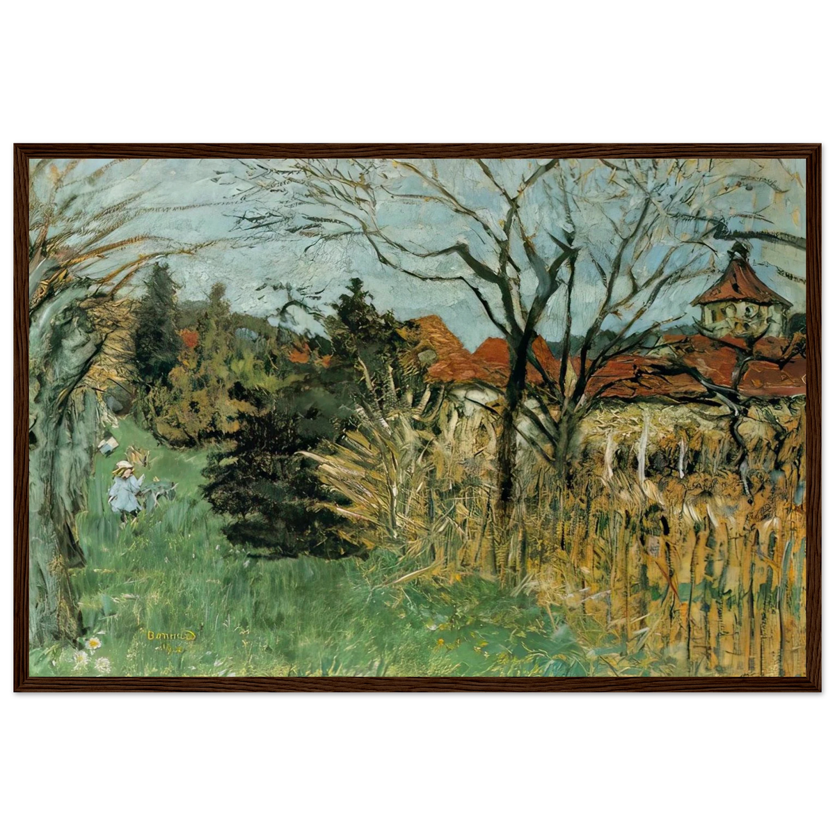 Girl with a Dog in the Park at Grand Lemps (also known as Dauphine) Framed Poster | Pierre Bonnard Framed Prints Wall Art | Pierre Bonnard Shop