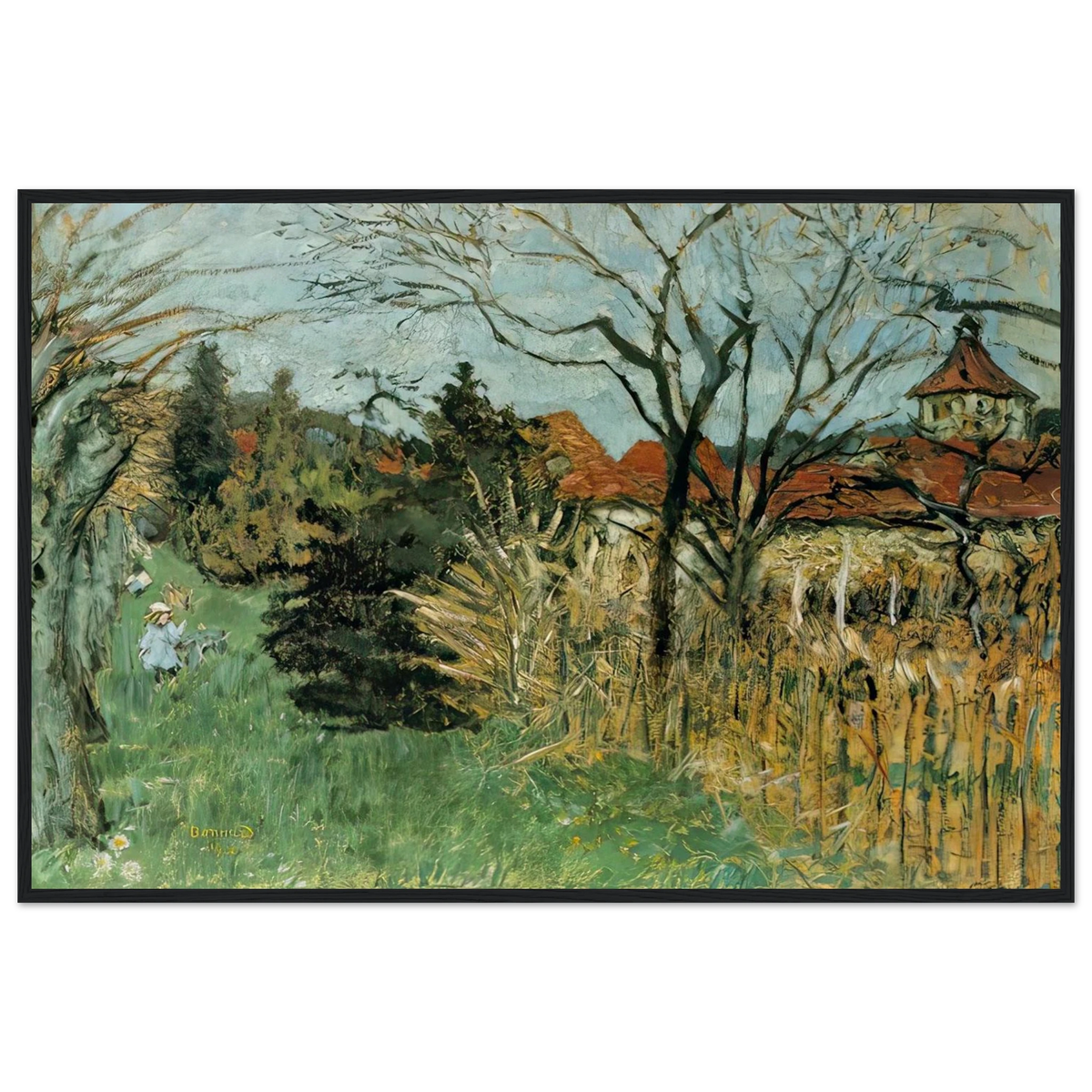 Girl with a Dog in the Park at Grand Lemps (also known as Dauphine) Framed Poster | Pierre Bonnard Framed Prints Wall Art | Pierre Bonnard Shop