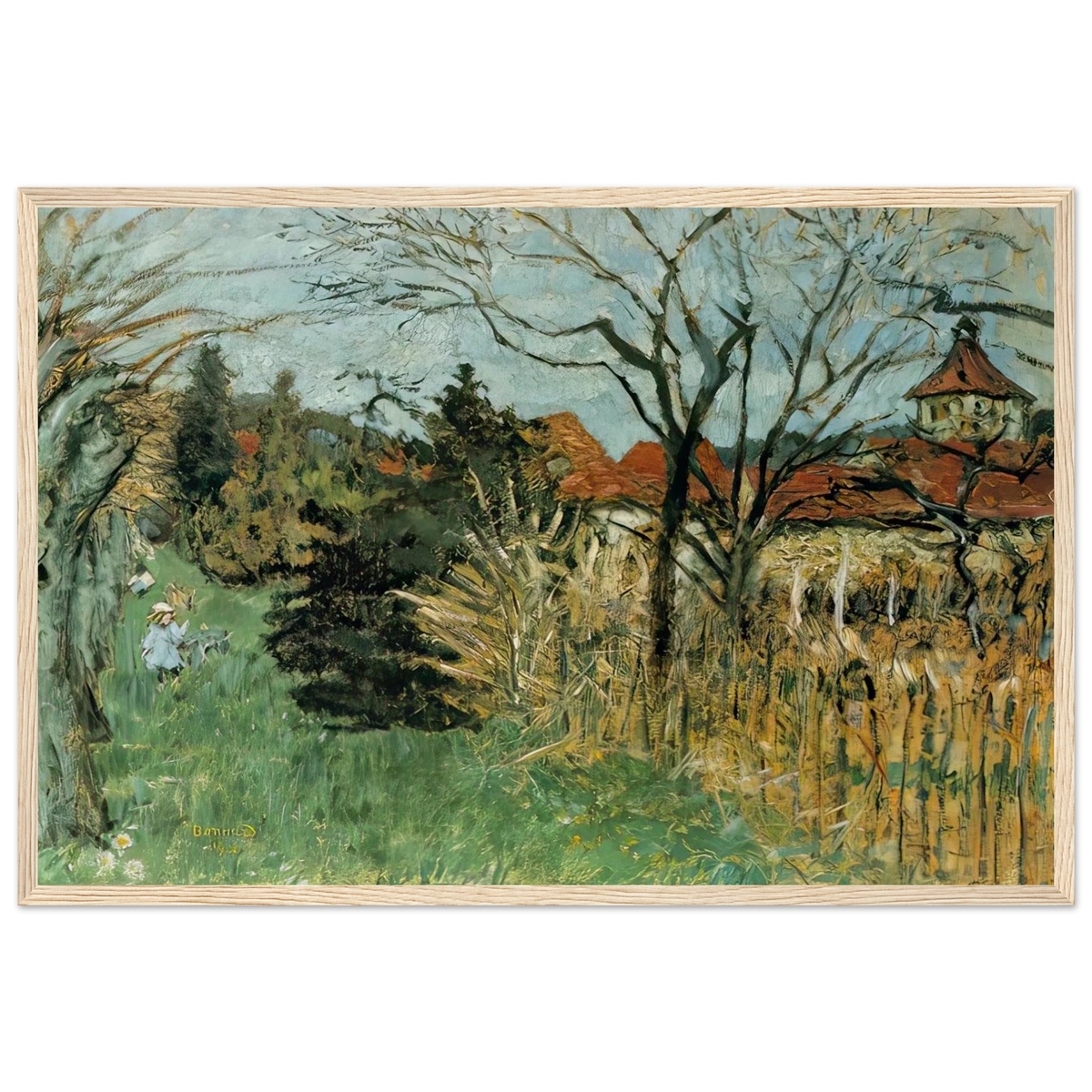 Girl with a Dog in the Park at Grand Lemps (also known as Dauphine) Framed Poster | Pierre Bonnard Framed Prints Wall Art | Pierre Bonnard Shop