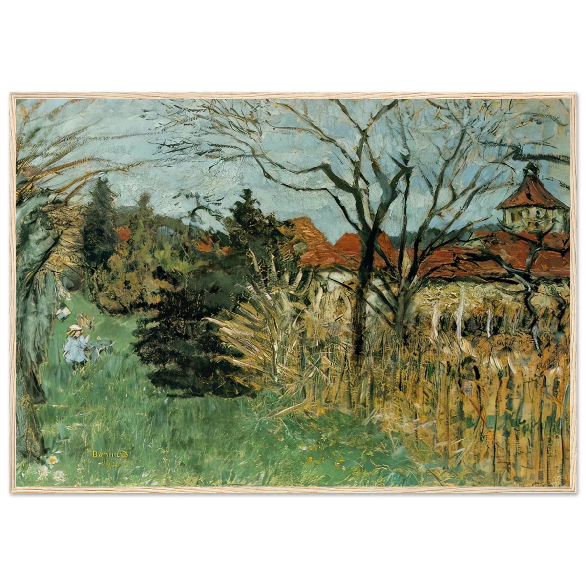 Girl with a Dog in the Park at Grand Lemps (also known as Dauphine) Framed Poster | Pierre Bonnard Framed Prints Wall Art | Pierre Bonnard Shop
