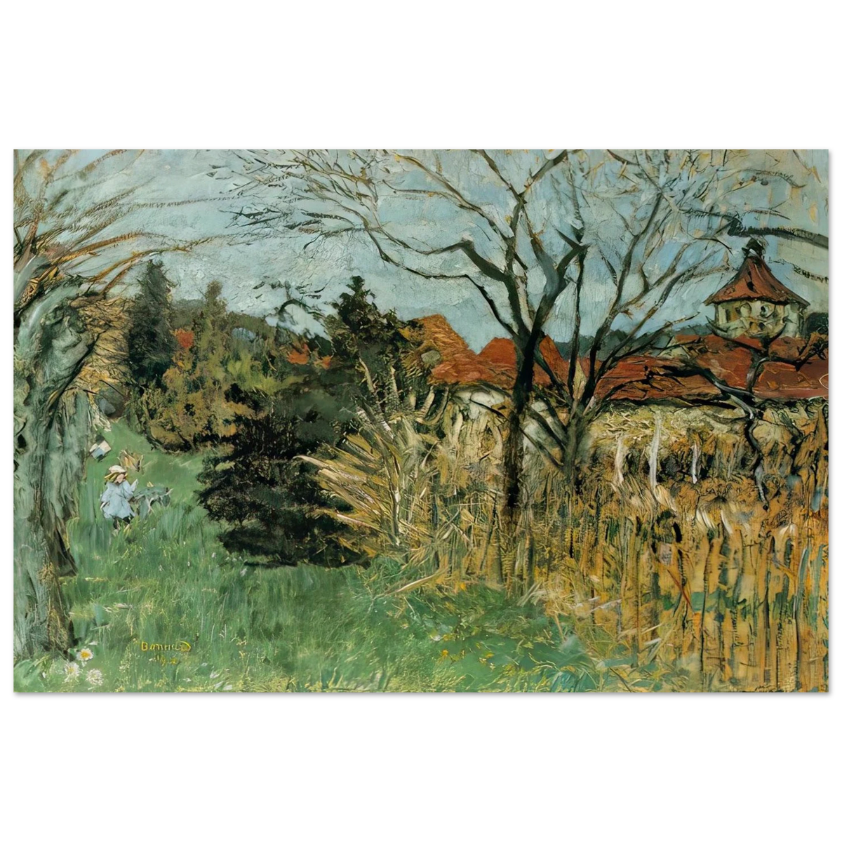 Girl with a Dog in the Park at Grand Lemps (also known as Dauphine) Poster | Pierre Bonnard Poster | Pierre Bonnard Shop