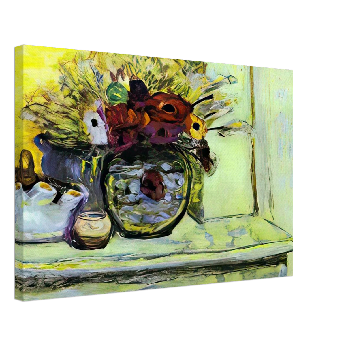 Vase with Anemonies and Empty Vase Canvas | Pierre Bonnard Canvas | Pierre Bonnard Shop