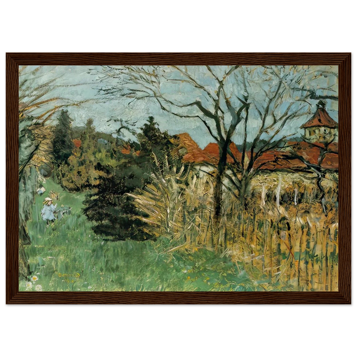 Girl with a Dog in the Park at Grand Lemps (also known as Dauphine) Framed Poster | Pierre Bonnard Framed Prints Wall Art | Pierre Bonnard Shop