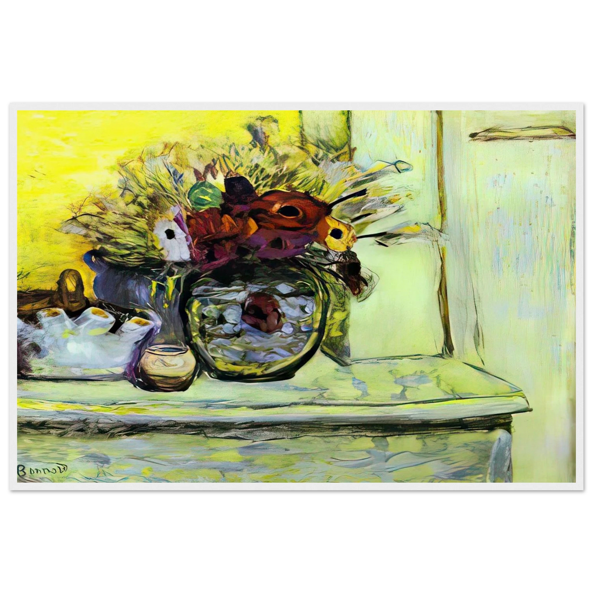Vase with Anemonies and Empty Vase Framed Poster | Pierre Bonnard Framed Prints Wall Art | Pierre Bonnard Shop