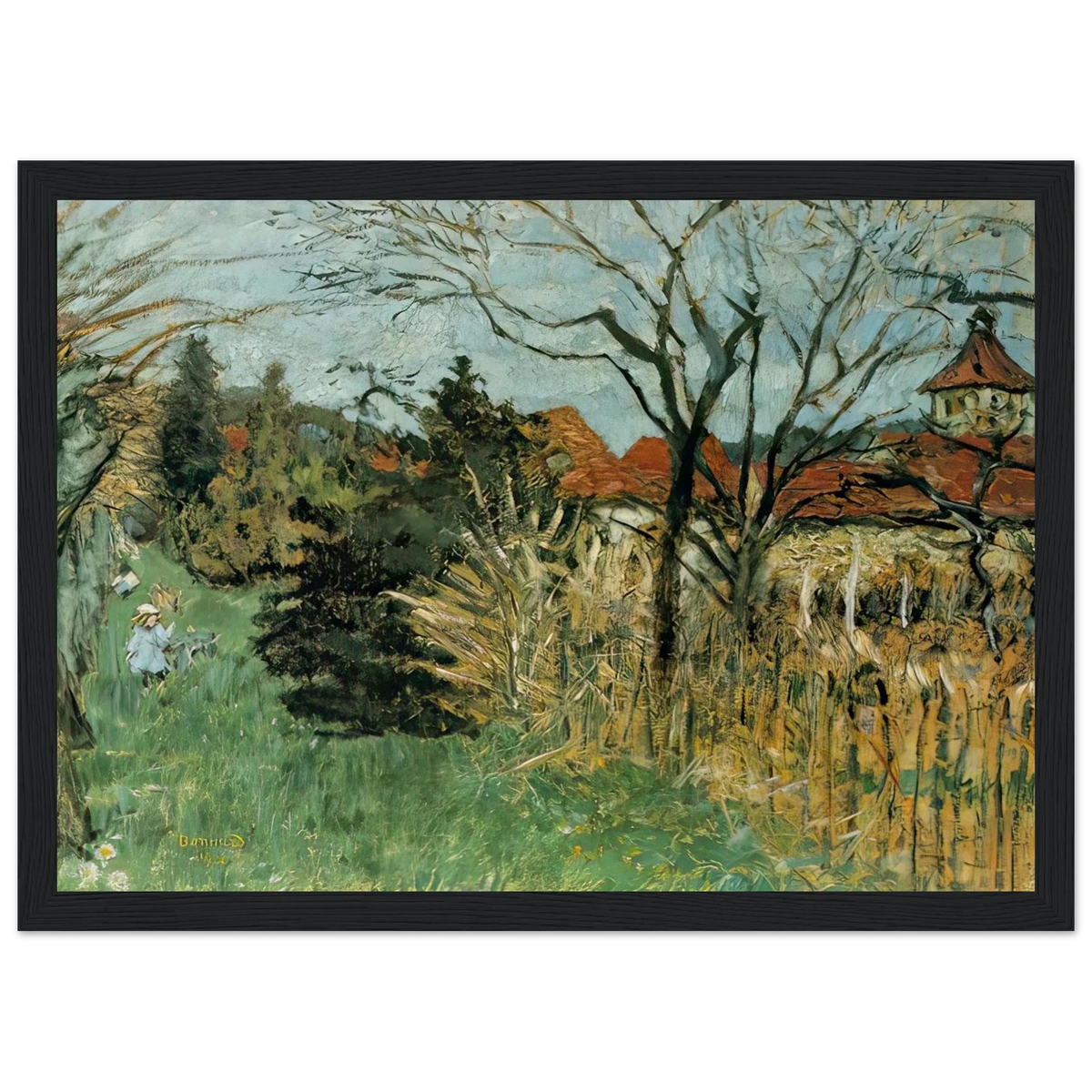 Girl with a Dog in the Park at Grand Lemps (also known as Dauphine) Framed Poster | Pierre Bonnard Framed Prints Wall Art | Pierre Bonnard Shop