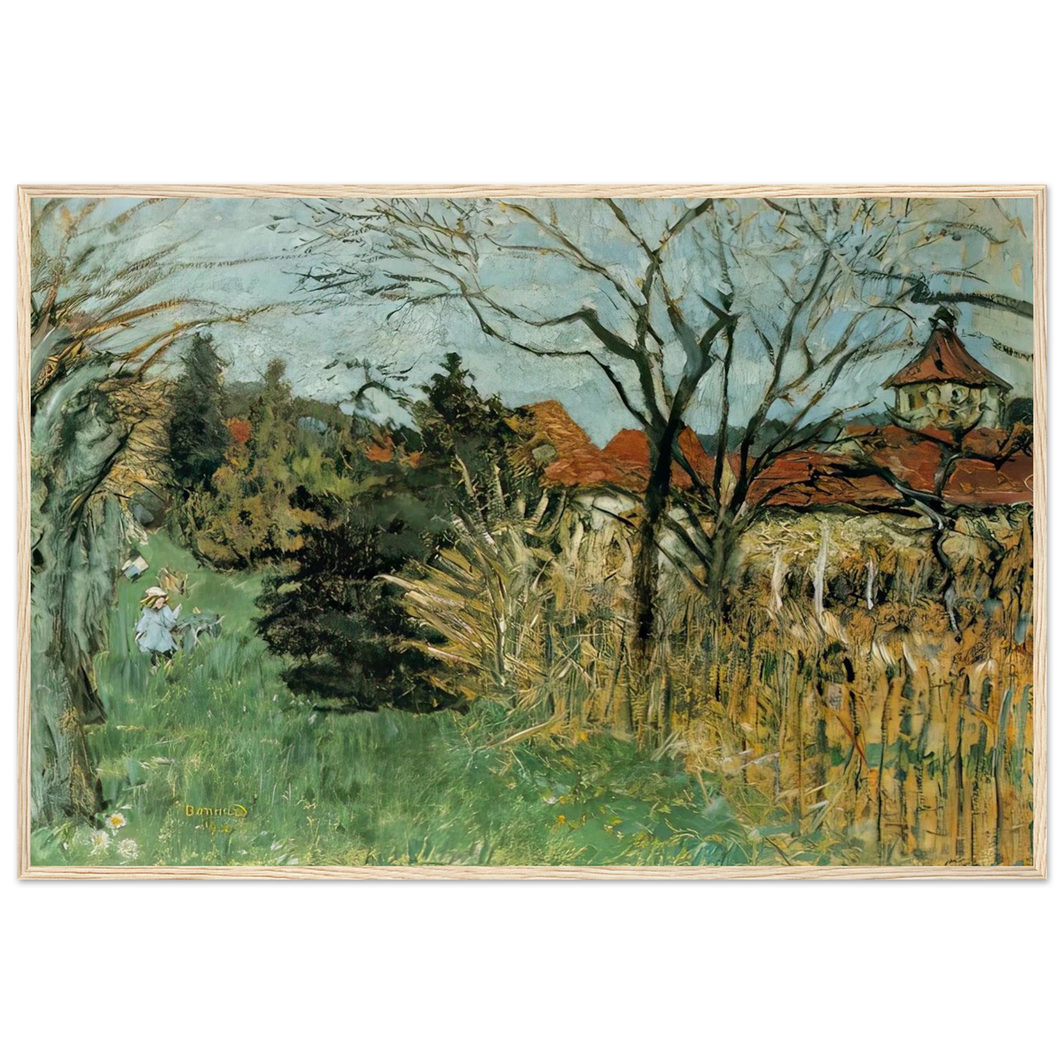 Girl with a Dog in the Park at Grand Lemps (also known as Dauphine) Framed Poster | Pierre Bonnard Framed Prints Wall Art | Pierre Bonnard Shop