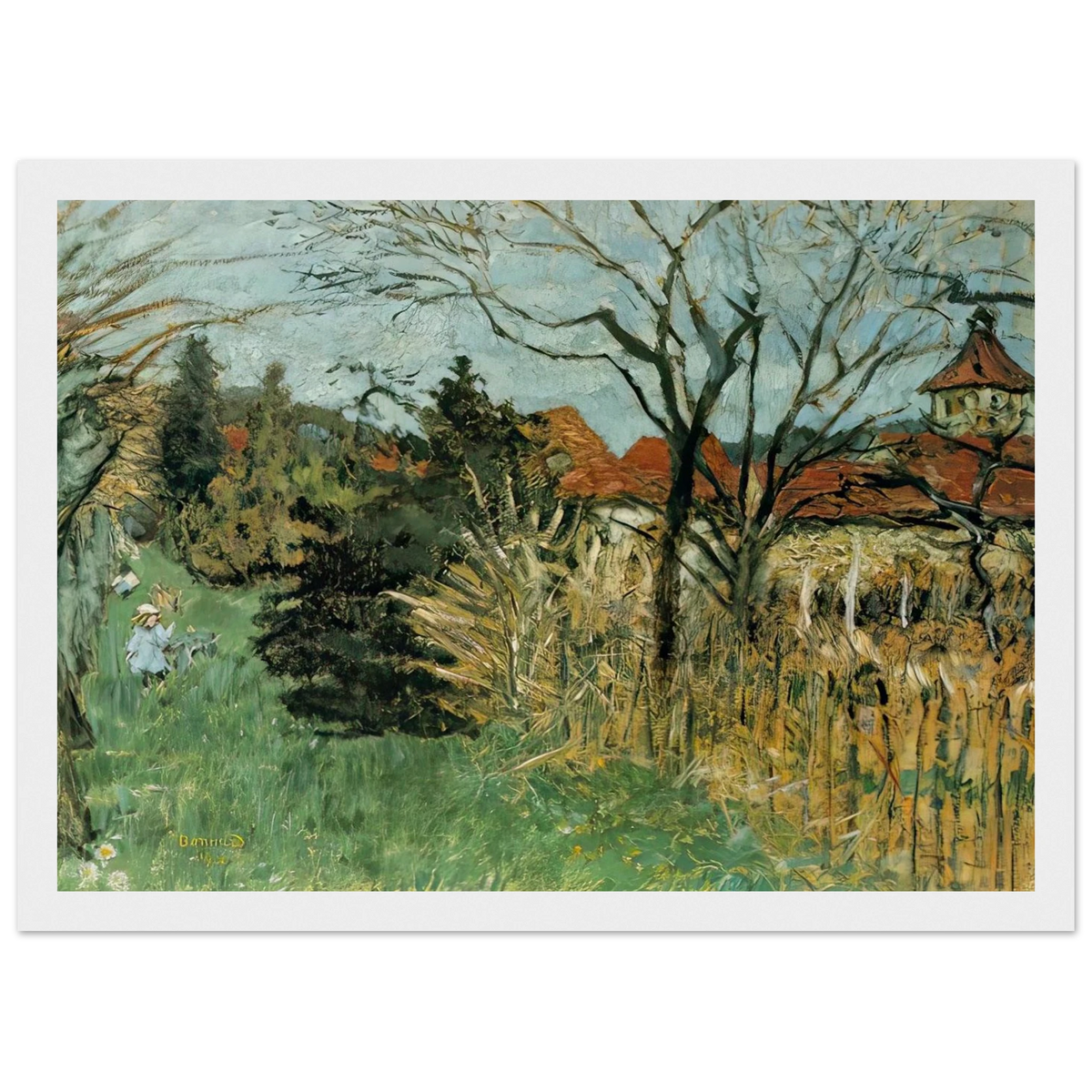 Girl with a Dog in the Park at Grand Lemps (also known as Dauphine) Framed Poster | Pierre Bonnard Framed Prints Wall Art | Pierre Bonnard Shop