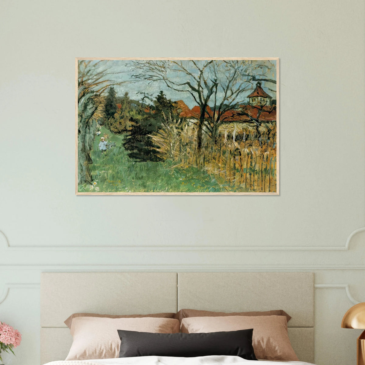 Girl with a Dog in the Park at Grand Lemps (also known as Dauphine) Framed Poster | Pierre Bonnard Framed Prints Wall Art | Pierre Bonnard Shop