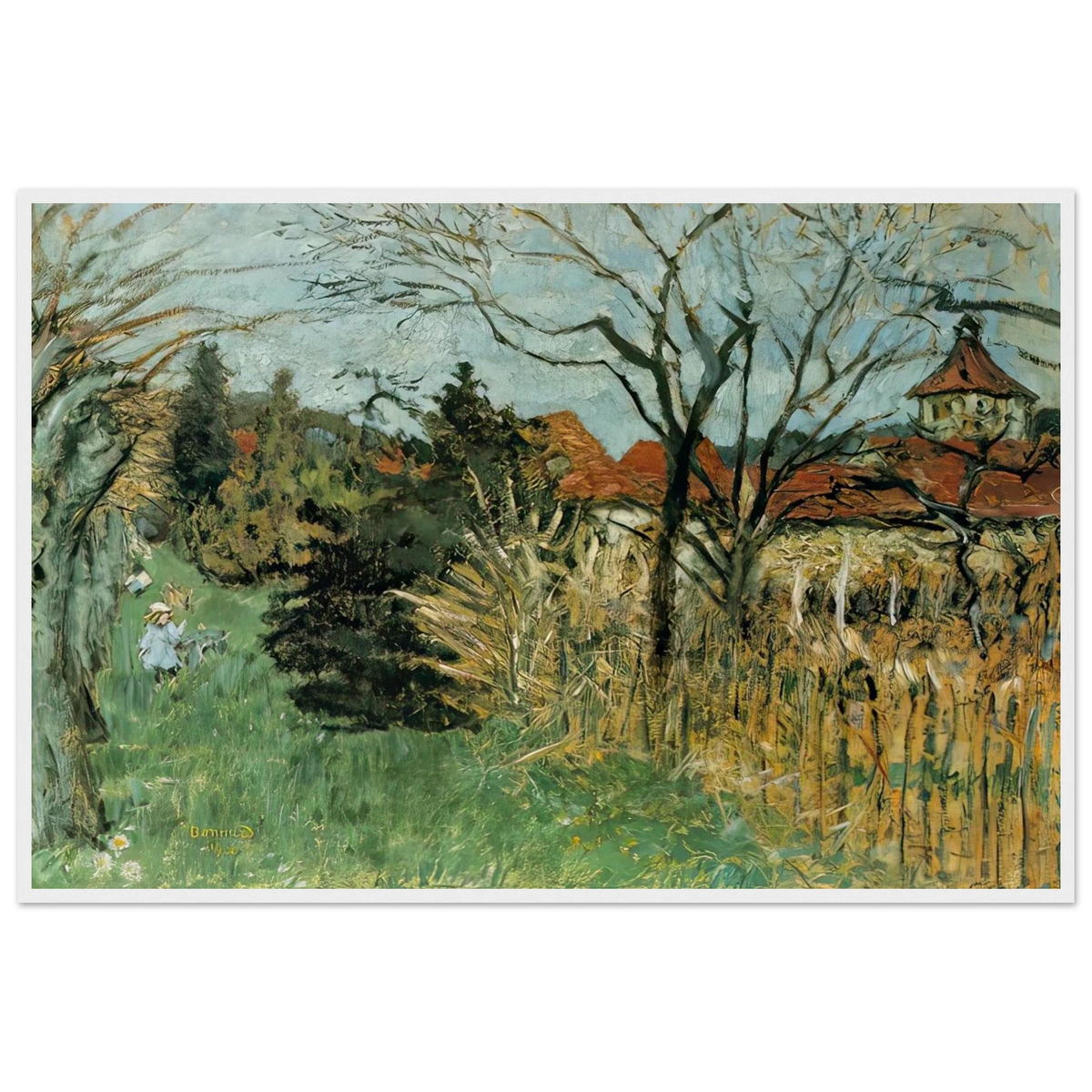 Girl with a Dog in the Park at Grand Lemps (also known as Dauphine) Framed Poster | Pierre Bonnard Framed Prints Wall Art | Pierre Bonnard Shop