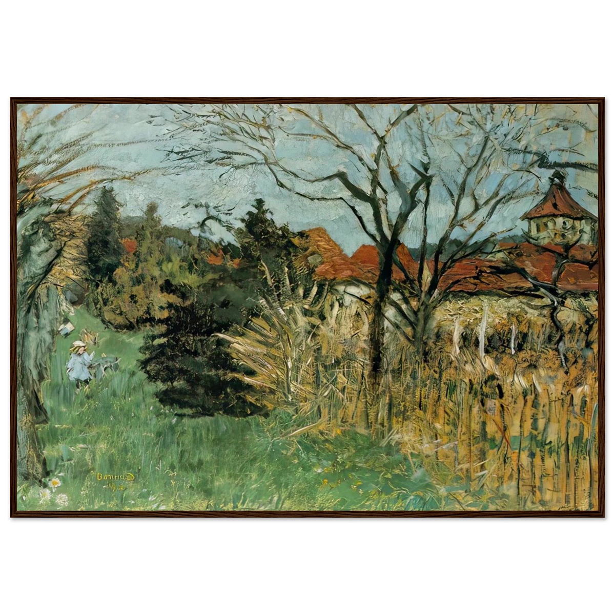 Girl with a Dog in the Park at Grand Lemps (also known as Dauphine) Framed Poster | Pierre Bonnard Framed Prints Wall Art | Pierre Bonnard Shop