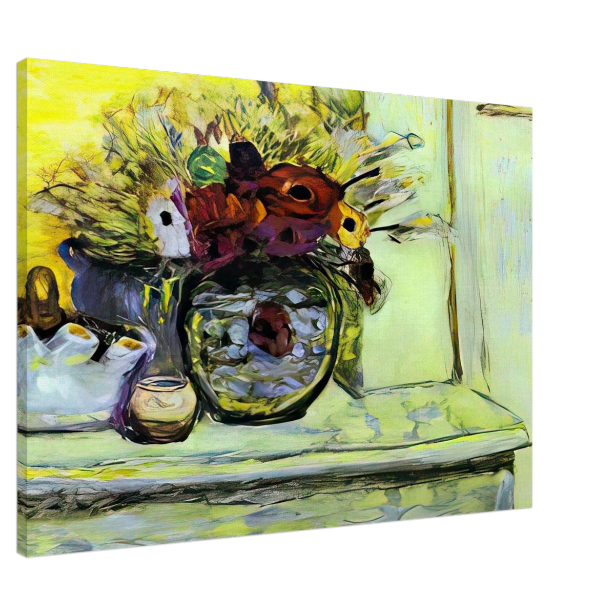 Vase with Anemonies and Empty Vase Canvas | Pierre Bonnard Canvas | Pierre Bonnard Shop