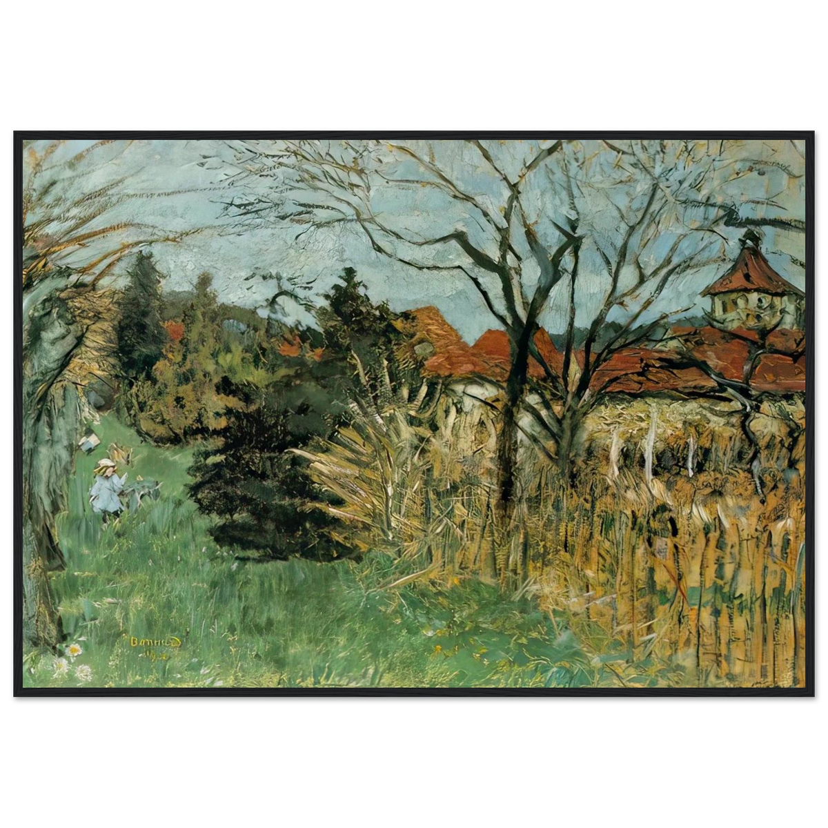 Girl with a Dog in the Park at Grand Lemps (also known as Dauphine) Framed Poster | Pierre Bonnard Framed Prints Wall Art | Pierre Bonnard Shop