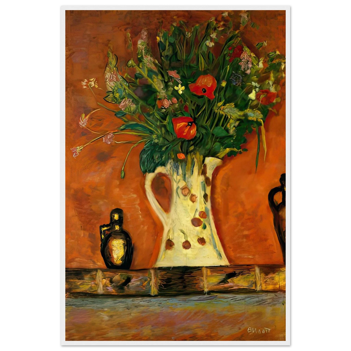 Flowers on a Mantlepiece Framed Poster | Pierre Bonnard Framed Prints Wall Art | Pierre Bonnard Shop
