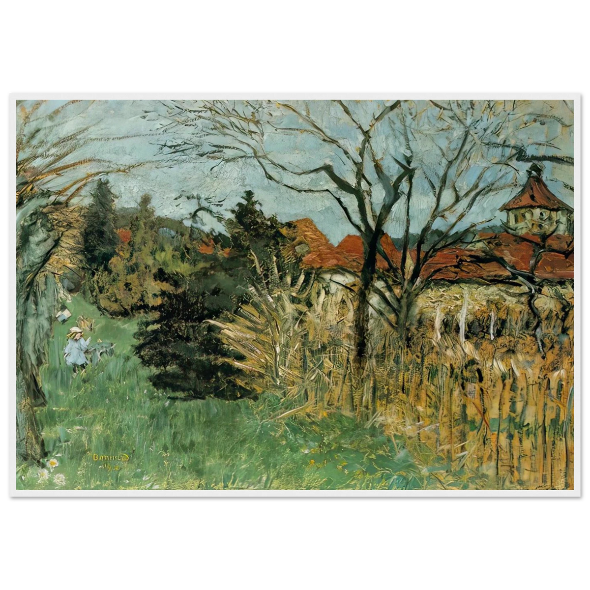 Girl with a Dog in the Park at Grand Lemps (also known as Dauphine) Framed Poster | Pierre Bonnard Framed Prints Wall Art | Pierre Bonnard Shop