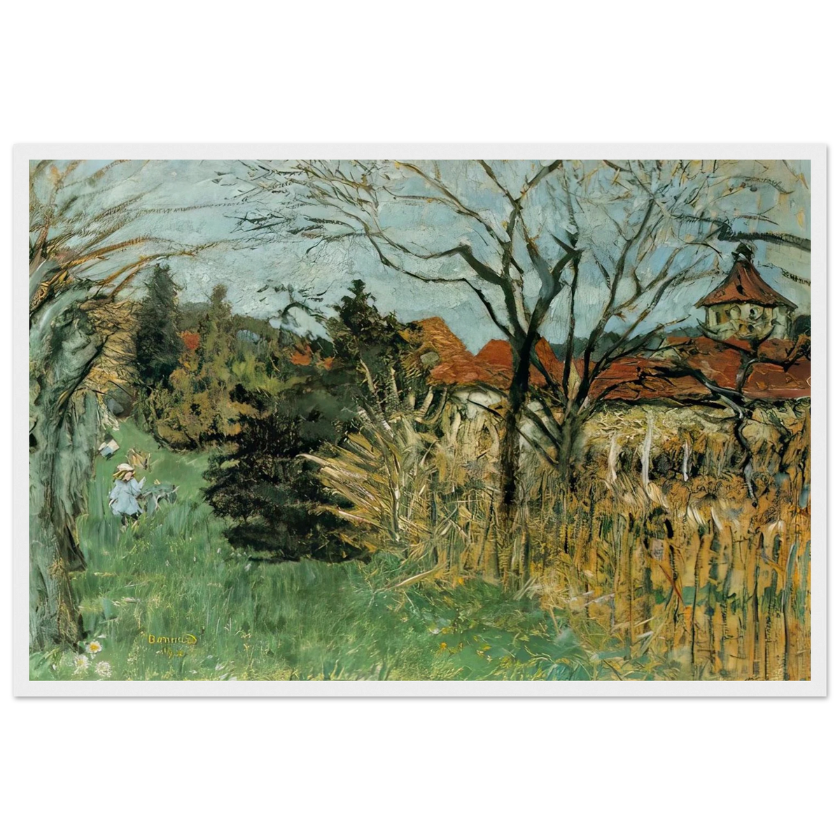 Girl with a Dog in the Park at Grand Lemps (also known as Dauphine) Framed Poster | Pierre Bonnard Framed Prints Wall Art | Pierre Bonnard Shop