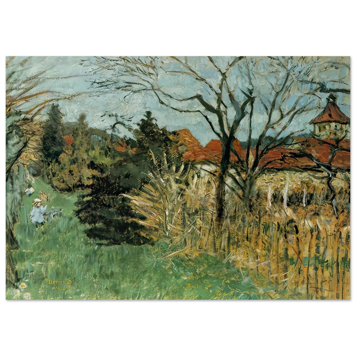 Girl with a Dog in the Park at Grand Lemps (also known as Dauphine) Poster | Pierre Bonnard Poster | Pierre Bonnard Shop